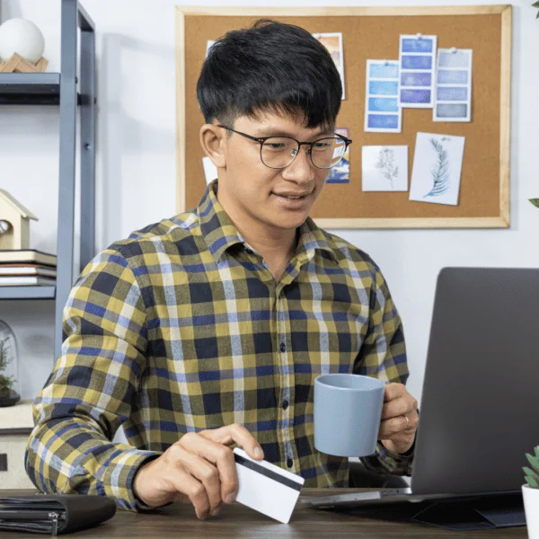 Man checking online to buy Sildenafil